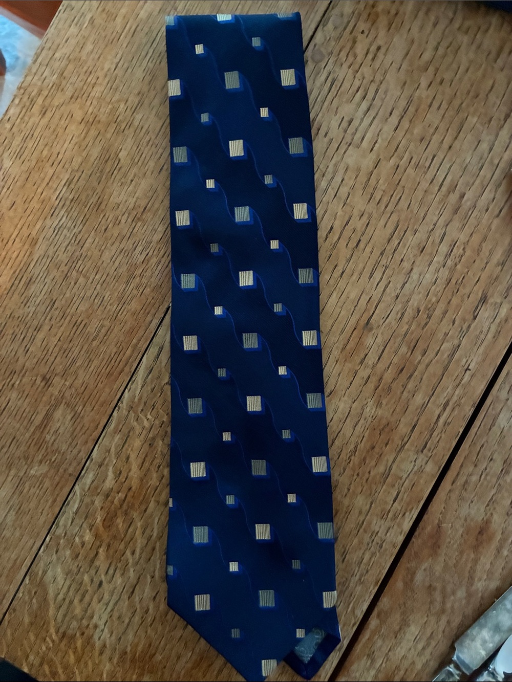 Tino Cosma Navy Geometric Square Silk Tie for Men